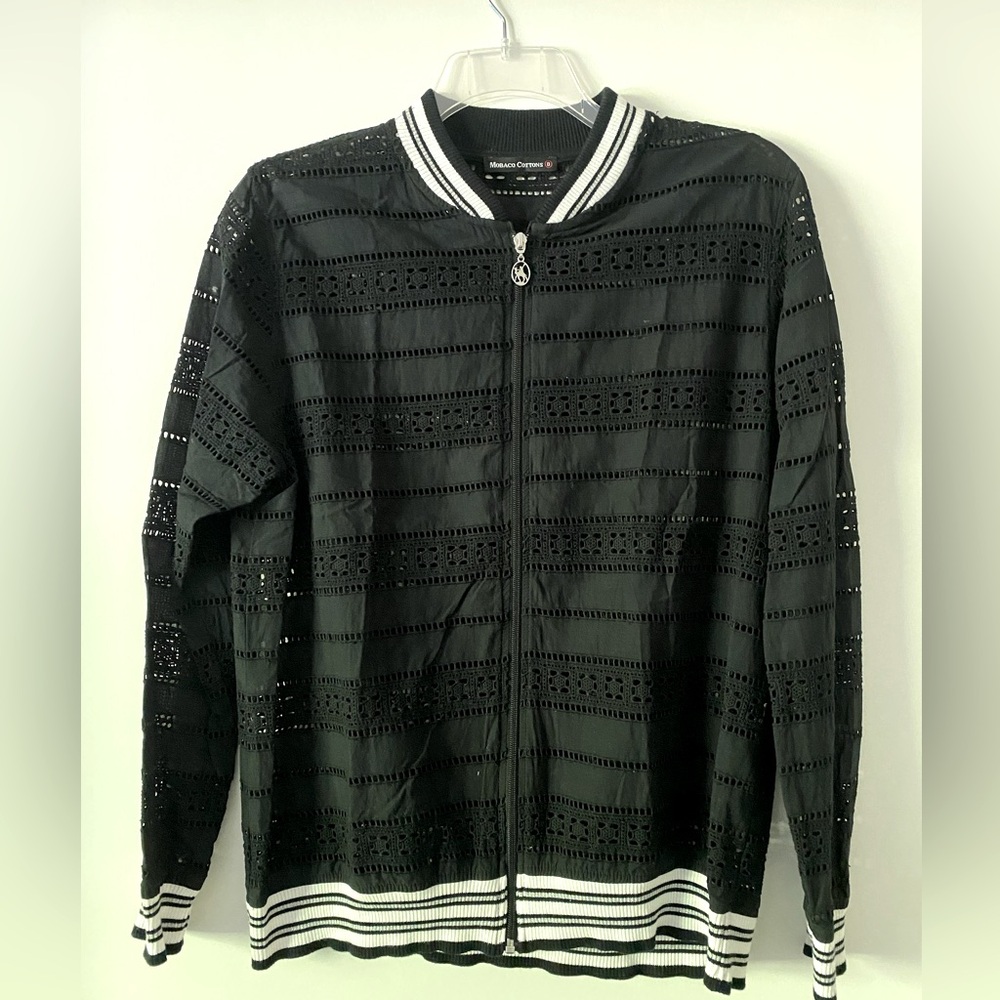 MOBACO COTTONS Lace Bomber Jacket Large